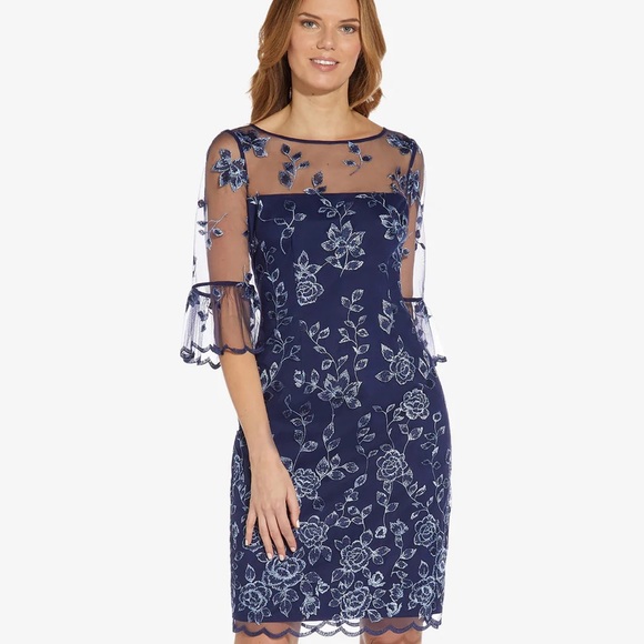 Adrianna Papell Dresses & Skirts - Adrianna Papell Floral Embroidered Sheath Dress